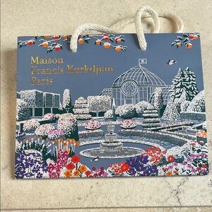 Maison Francis Kurkdjian Blue Floral Holiday Gift Bag with Gold Script